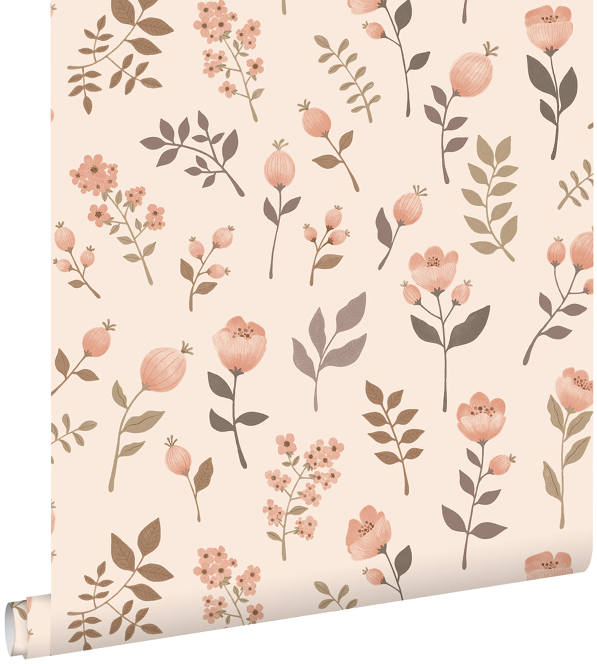 ESTAhome behang bloemen zacht roze en beige - 53 cm x 10.05 m - 139693