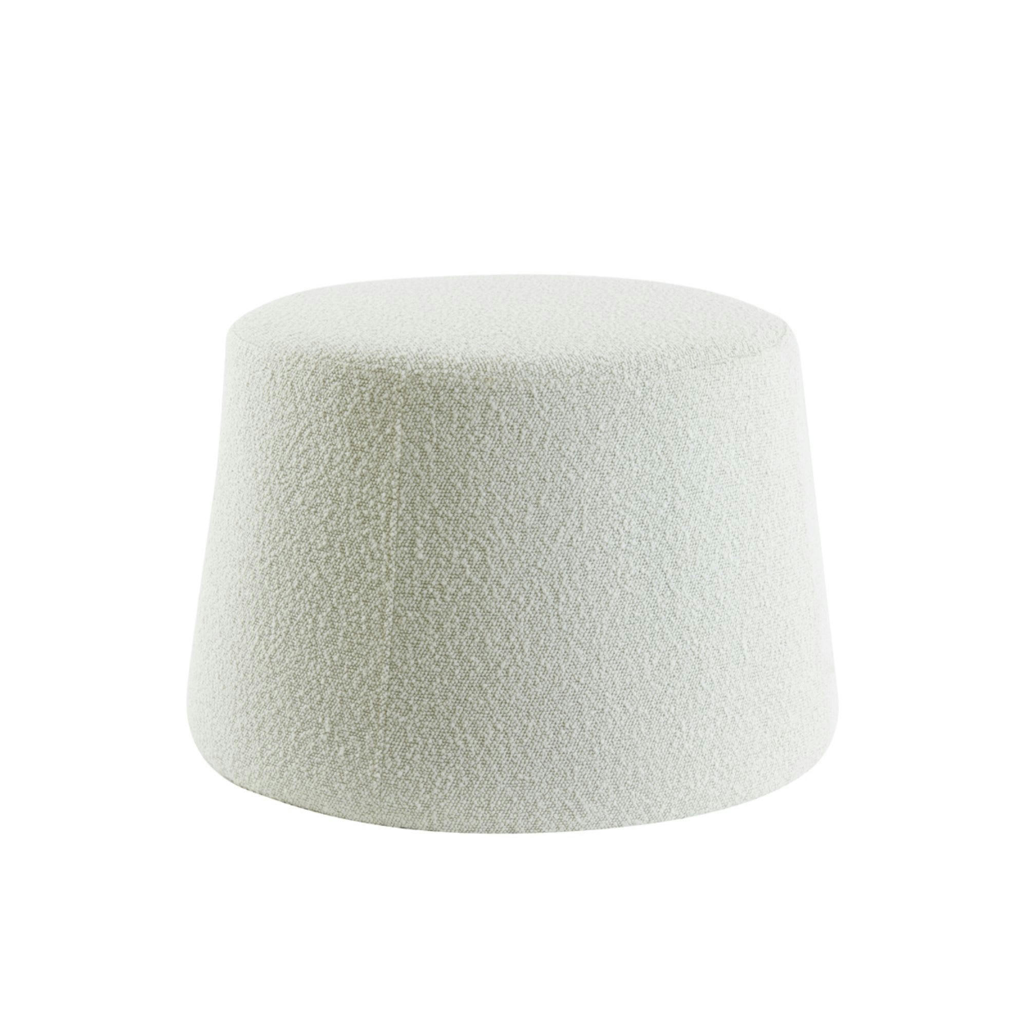LAURYN - Pouf blanc bouclé ø59cm