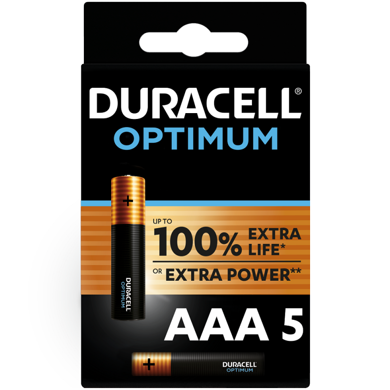 Pile alcaline AAA Optimum 5 pièces DURACELL