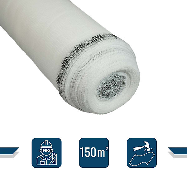 Filet d'échafaudage Blanc 3,07x50 m - Qualité PRO TECPLAST 50EC - Filet de protection d'échafaudage pour chantier - Pare-gravats