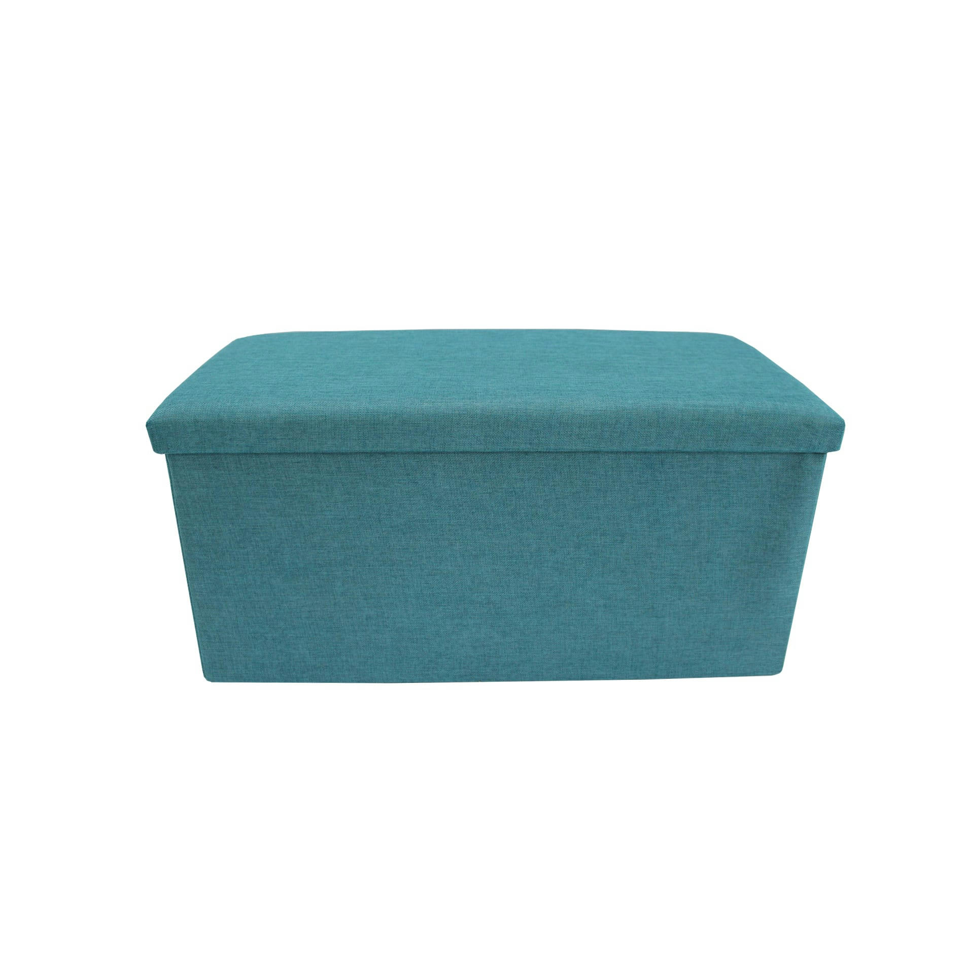 COLOR LIFE - Repose-pieds banquette en fibre de bois et tissu turquoise