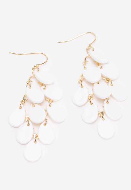 Womens White Stone Cascade Drop Earrings
