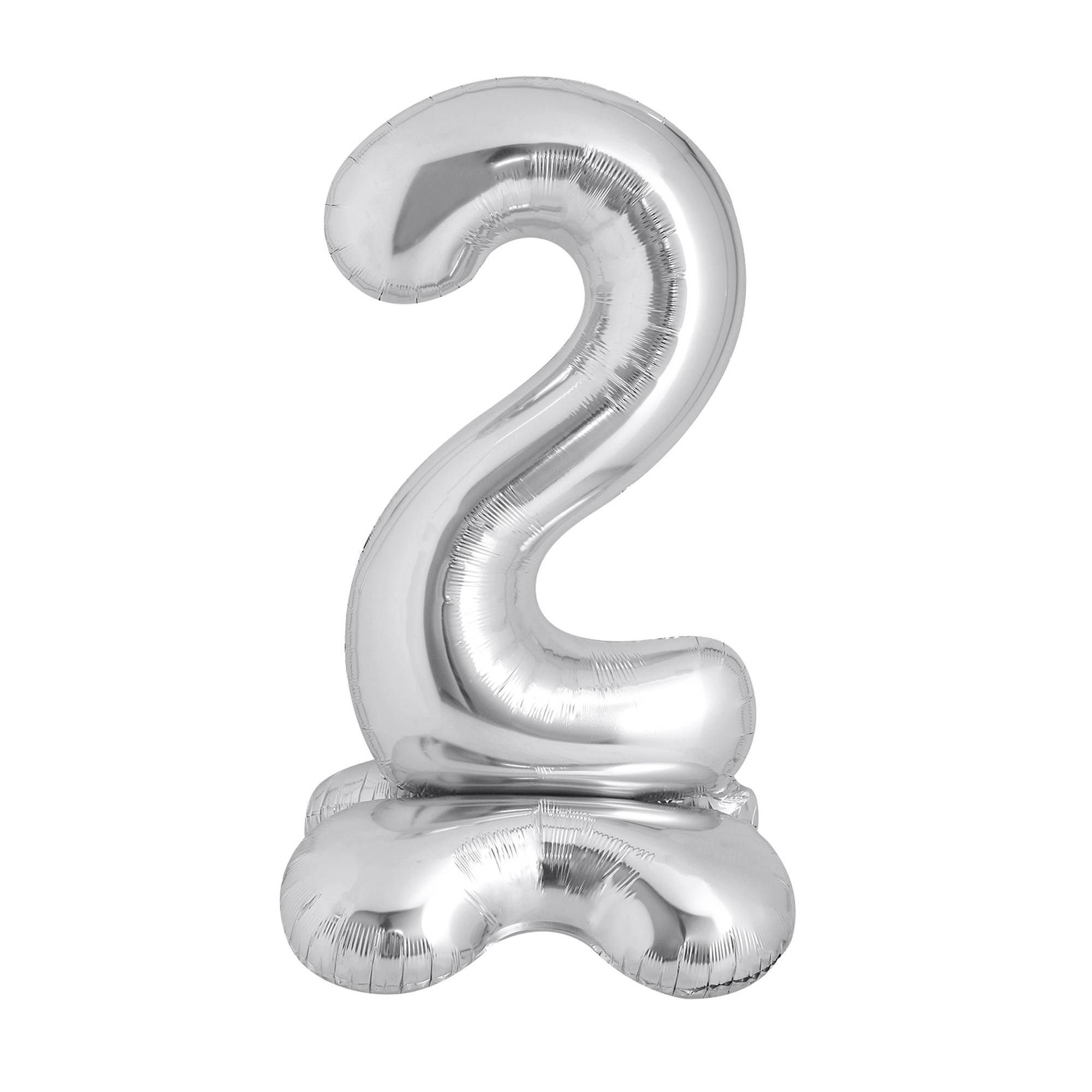 Standing Silver Number 2 Balloon 1m