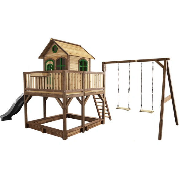 Kinderspielhaus »Liam«, BxHxT: 613 x 291 x 277 cm, Holz, braun/grün/grau