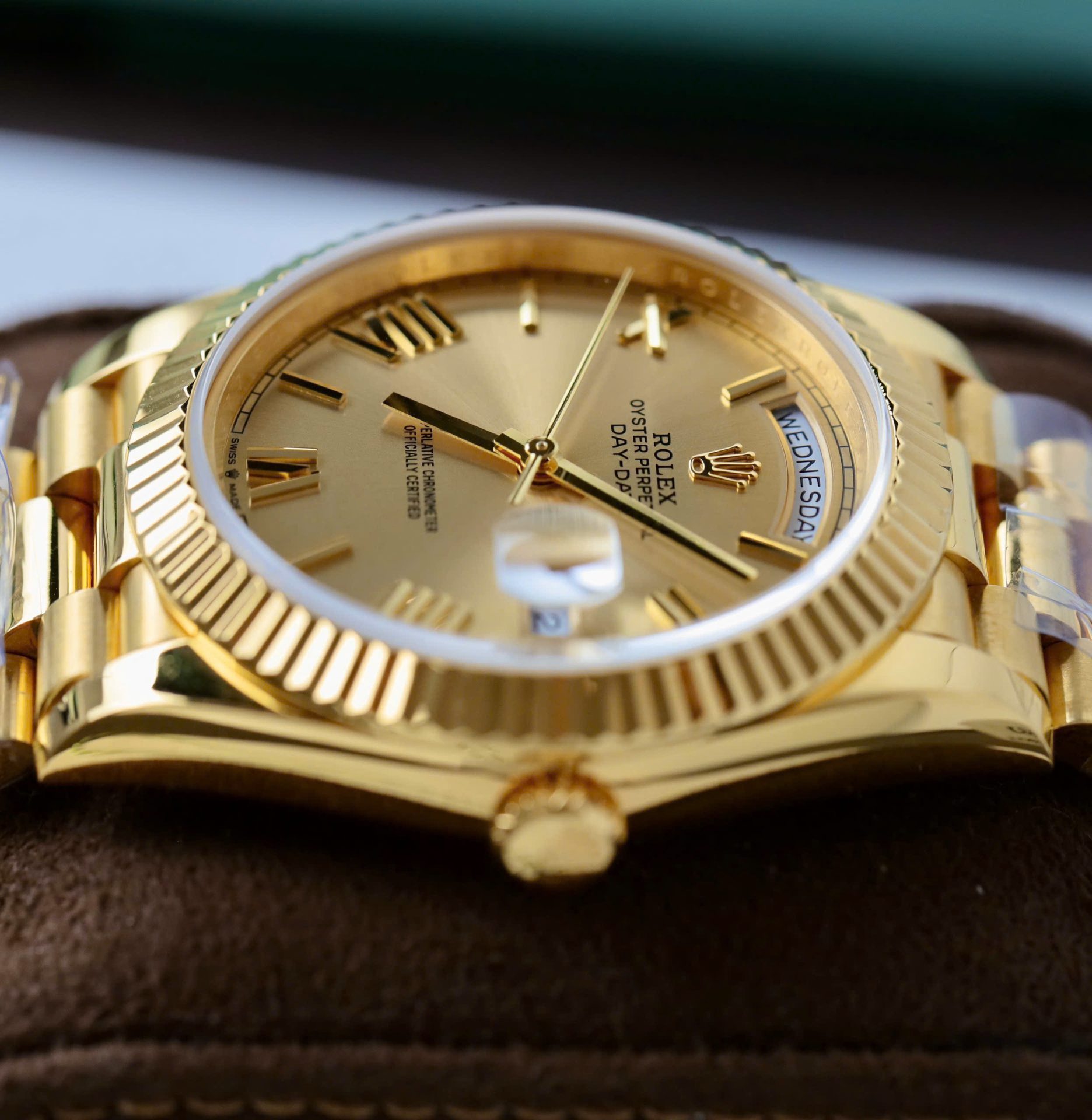 Rolex Day-Date 228238 YG Plated Champagne Roman Numeral Dial 40mm Super Clone