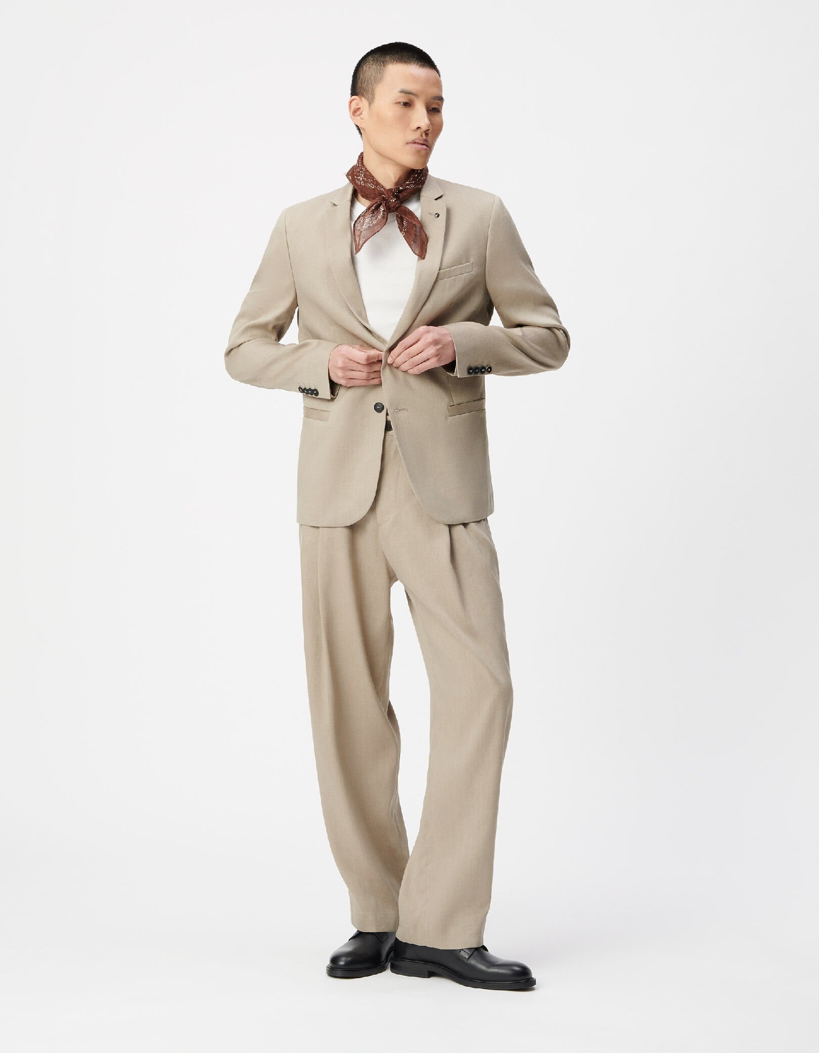 Veste de costume beige foncé lin mélangé Homme