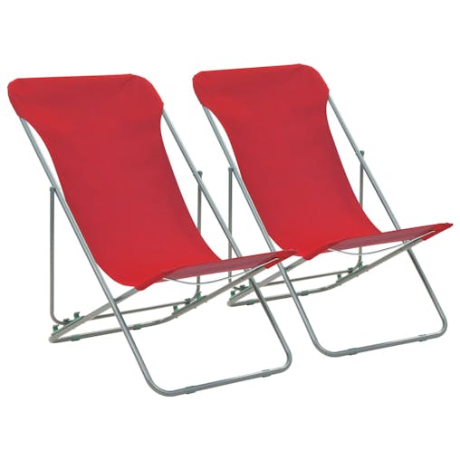 NNEVL Folding Beach Chairs 2 pcs Steel and Oxford Fabric Red