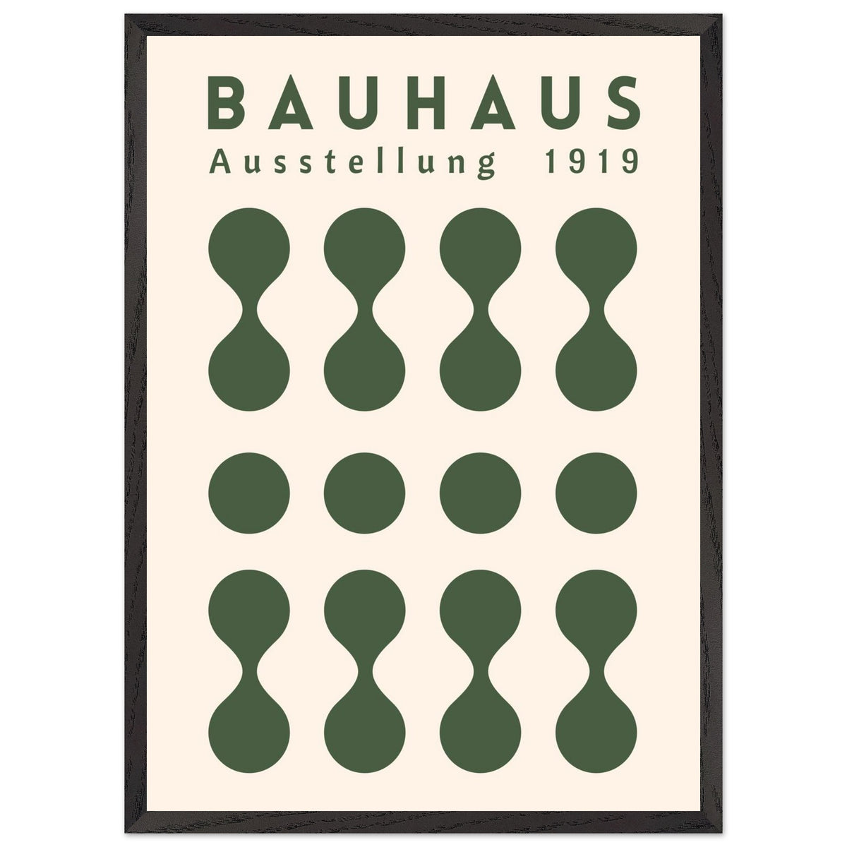 Artfulprints Poster met Lijst Bauhaus - Ausstellung green  - 50x70 cm - Donkergroen