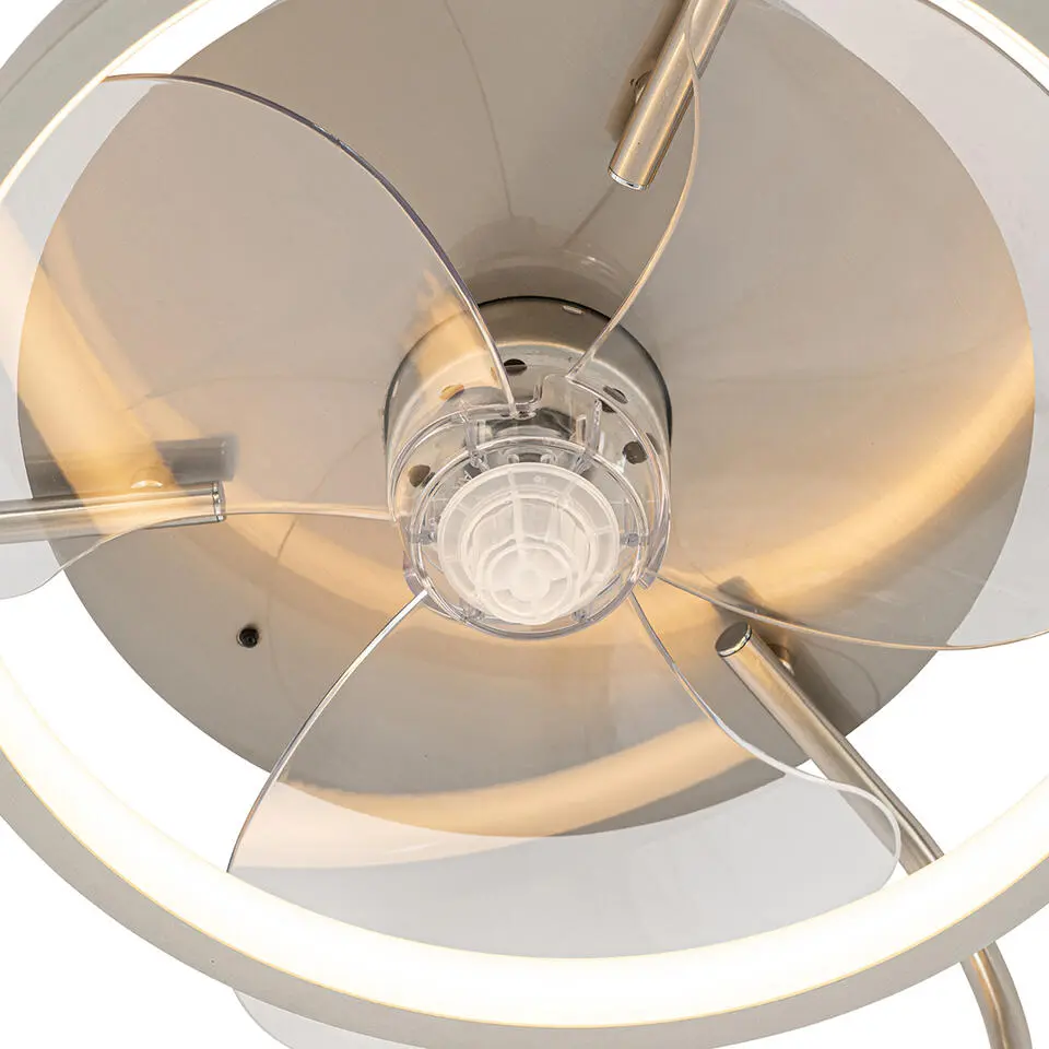 Qazqa plafondventilator kees zilverkleurig ge?ntegreerde led