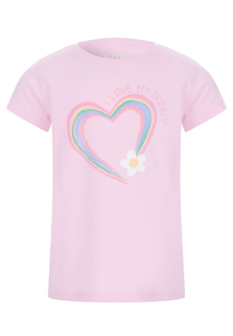Younger Girls Pink I Love My Daddy Glitter T-Shirt