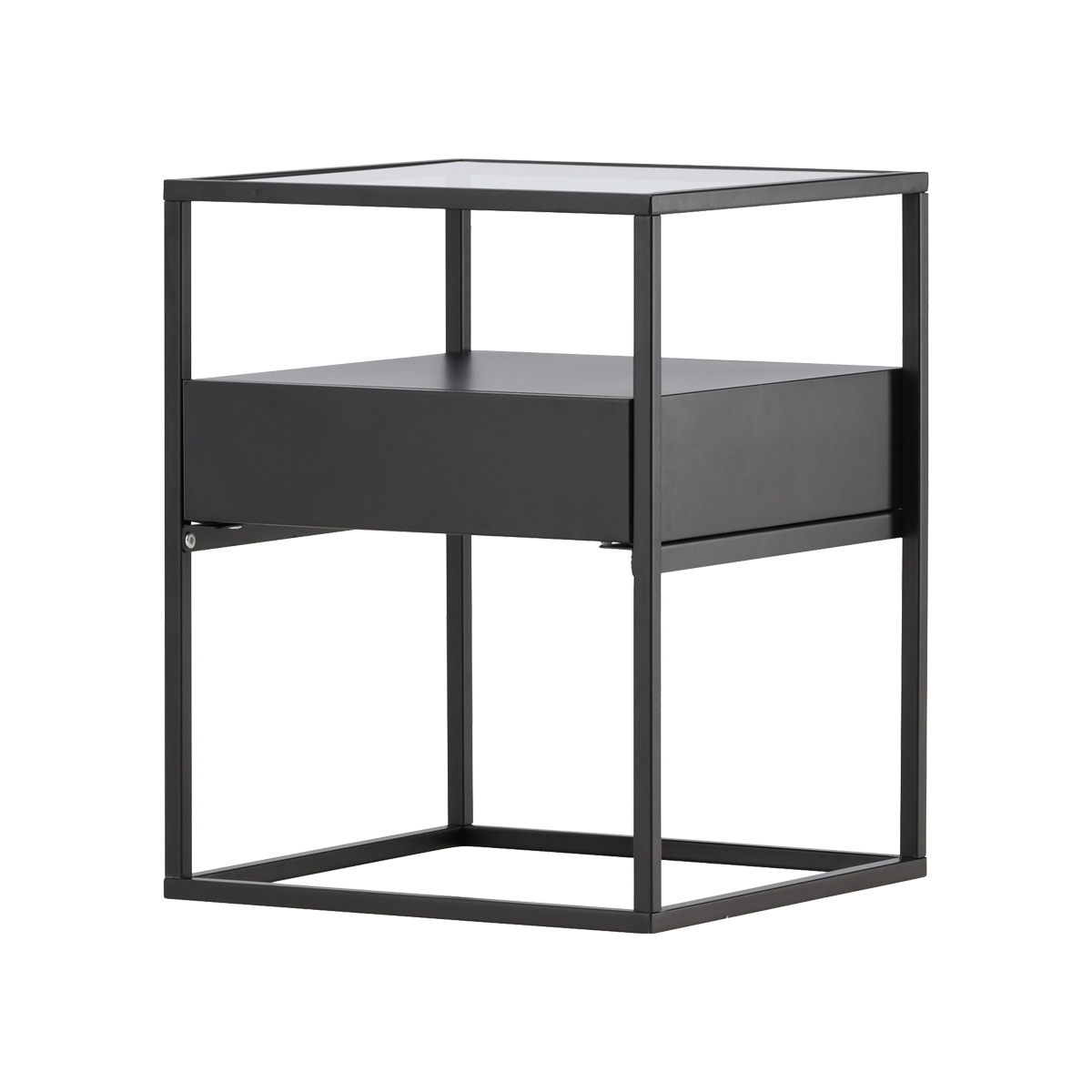 Nest living Dinand Metalen Bijzettafel met Lade - Zwart