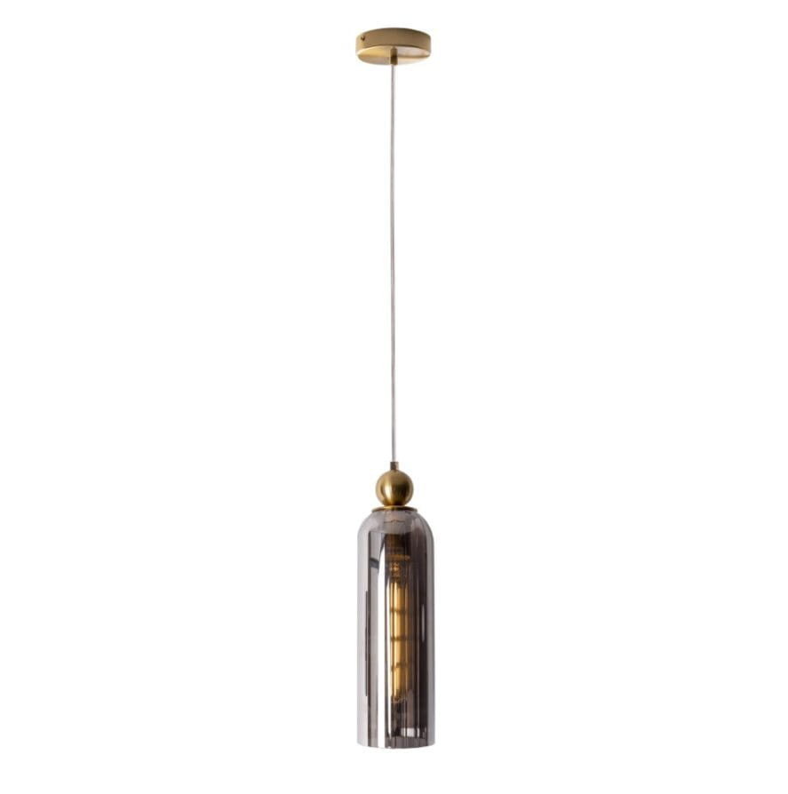 Lampa wisząca mosiądz i szkło dymione CAMPANILA 1xE27x40W Maxlight
