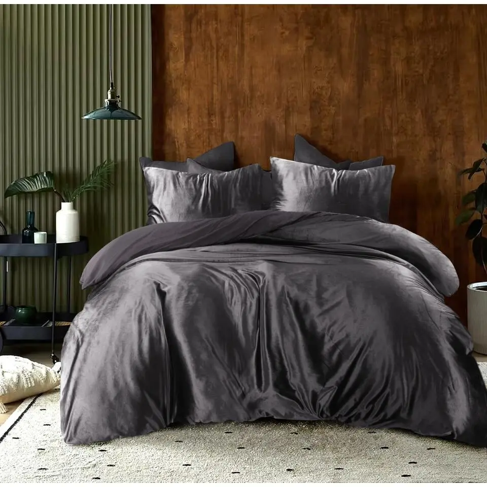 Papillon dekbedovertrek Uni Velvet - 200x200/220 cm - Grijs