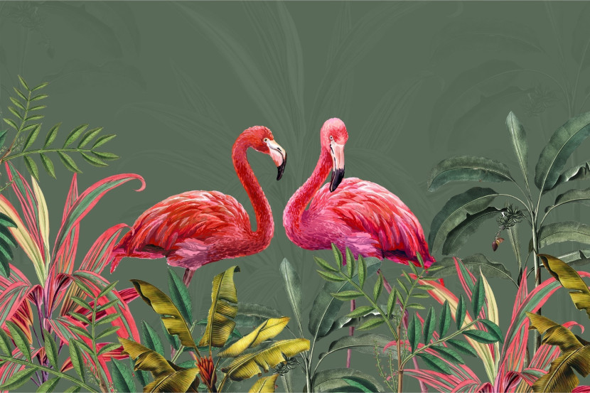 Fototapeta FLAMINGI Kolorowe Liście Natura 90x60cm