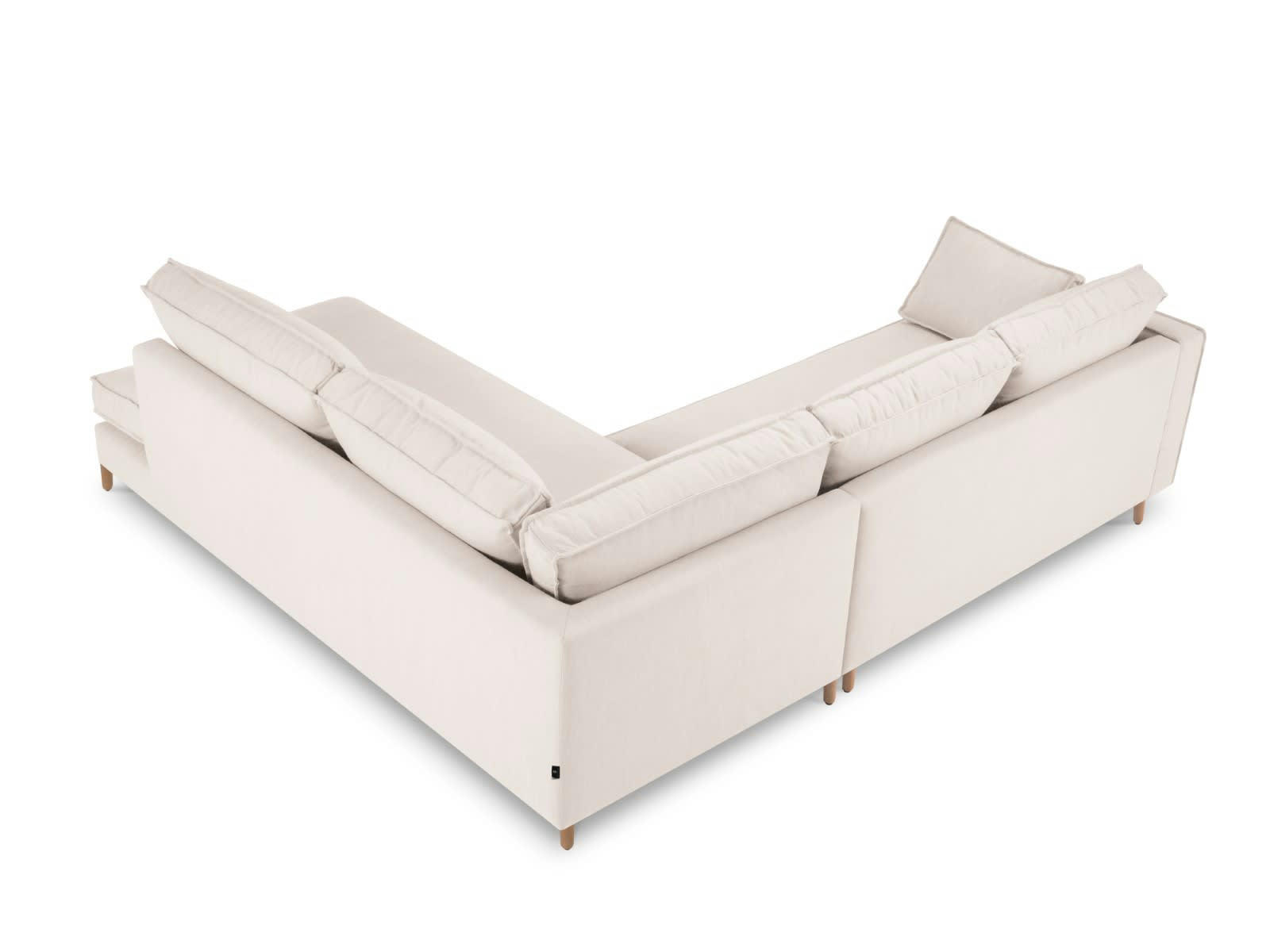 ALEXIS - Canapé D'Angle Droit 5 places en Tissu Structurel Beige Clair