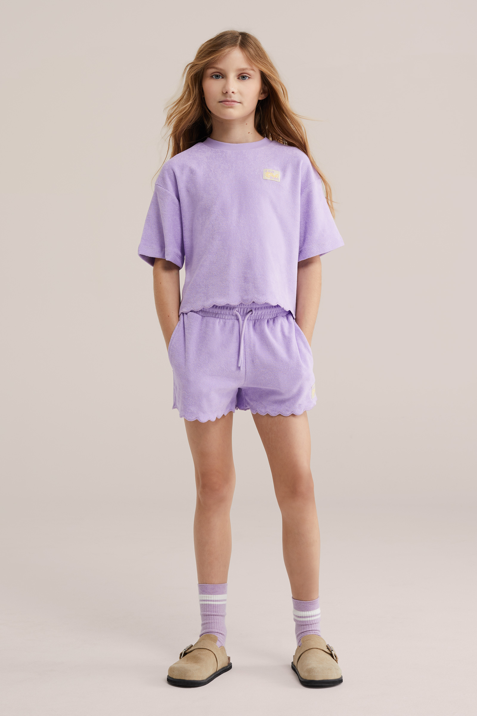 Meisjes relaxed fit short van badstof