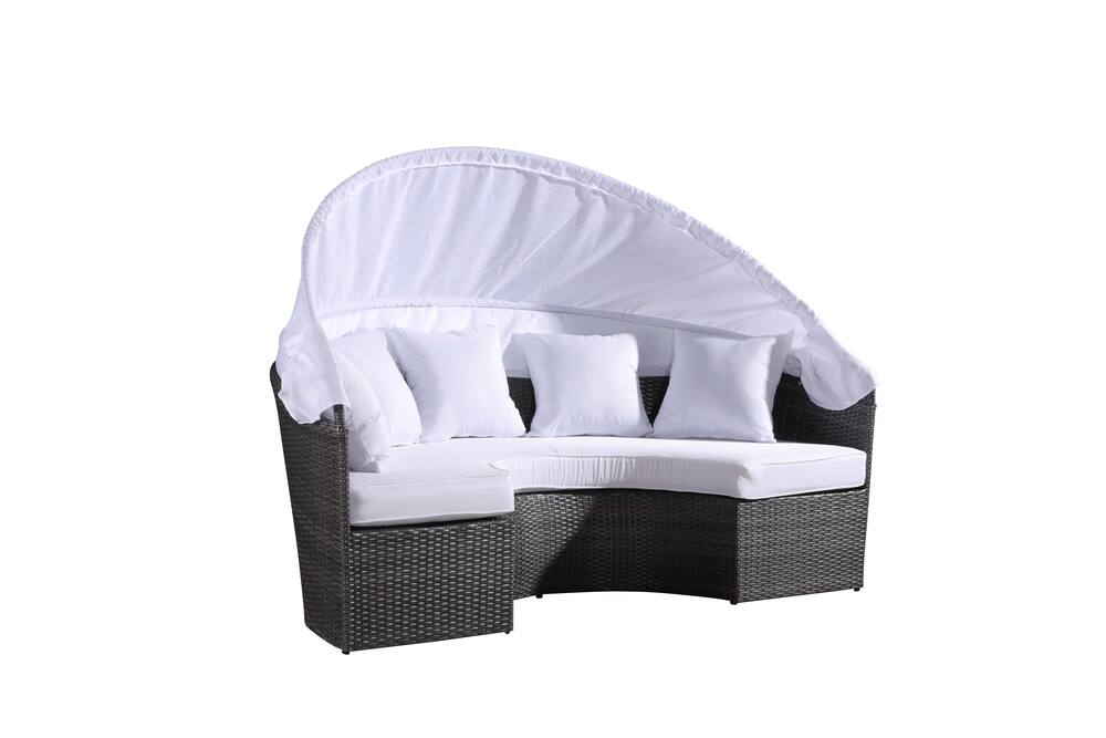 Velago Sogno All Weather Wicker Outdoor/Patio Daybed with Retractable Canopy