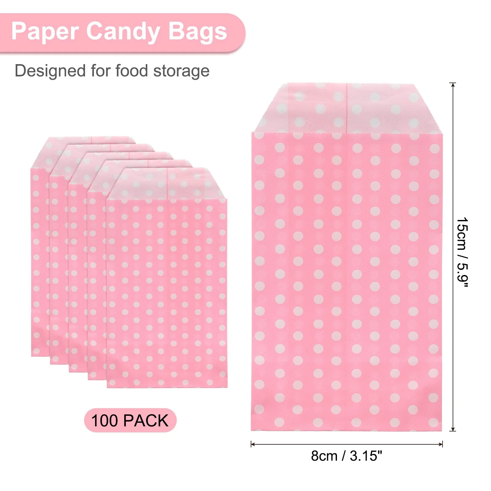 100Pcs Kraft Paper Treat Bags, Greaseproof Candy Bags Flat Favor Bags