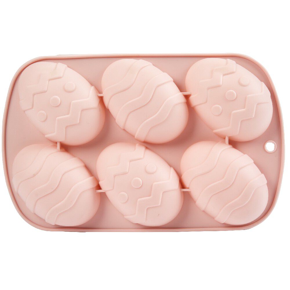 Moule silicone oeuf de Pâques à motifs en relief x 6