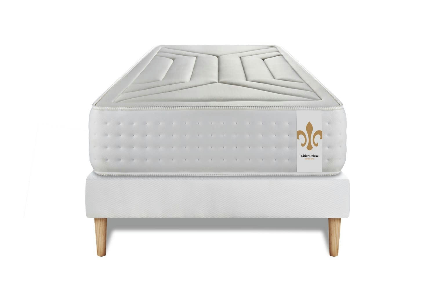 - Ensemble 90x200 Ressorts et mémoire de forme sommier Blanc