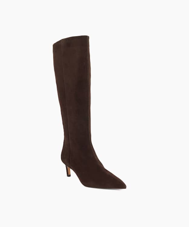 Smoothly Brown - Kitten-Heel Knee-High Boots