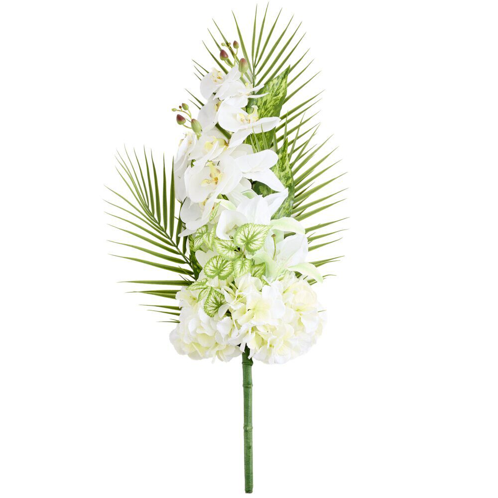 Composition florale artificielle bouquet à poser orchidées blanches H85cm