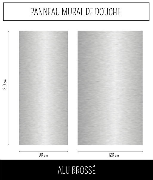 Panneau Mural Douche salle de bain ALUMINIUM Brossé 90 cm x 210 cm Ma Nouvelle Déco