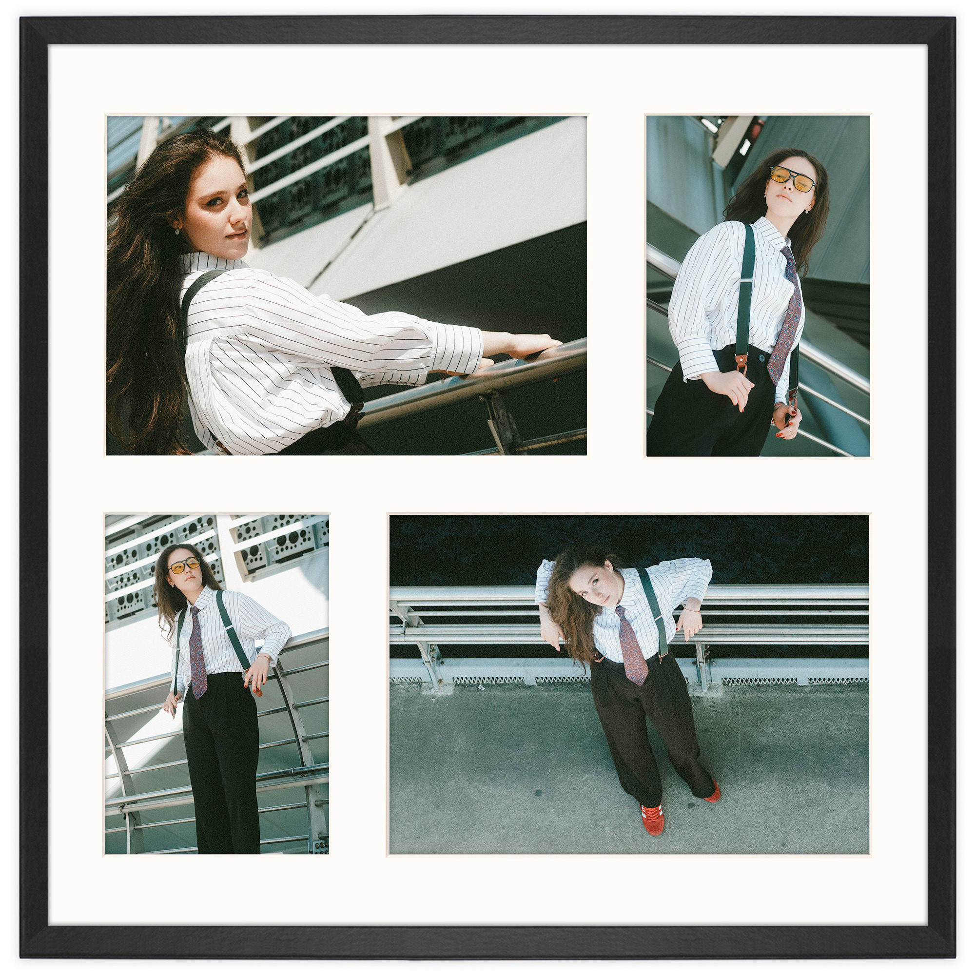 Ramka na 4 zdjęcia 2x 10x15 2x 15x21 czarna foto galeria 40x40 cm FRAMAI
