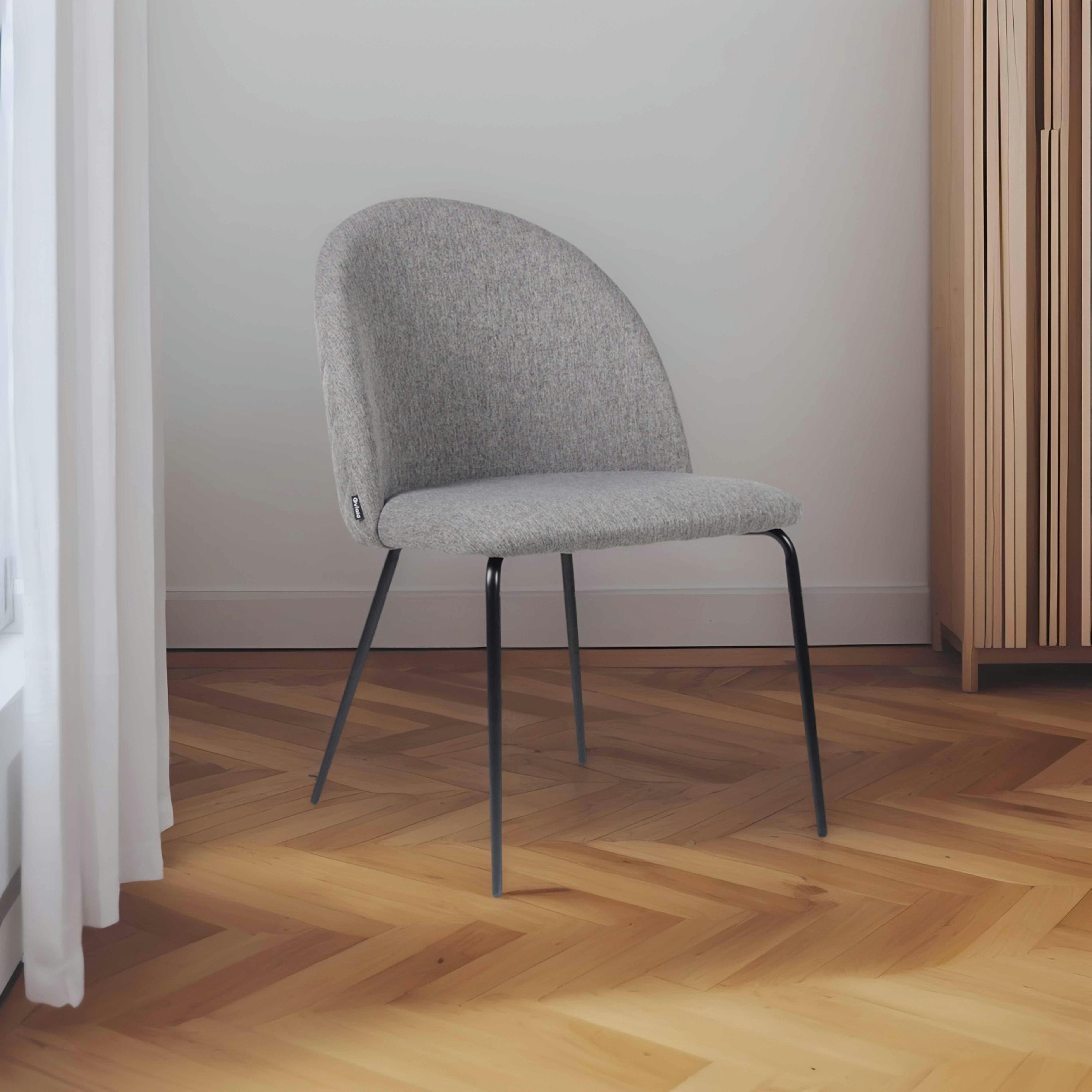 CHESTER - Lot de 4 chaises en tissu anthracite