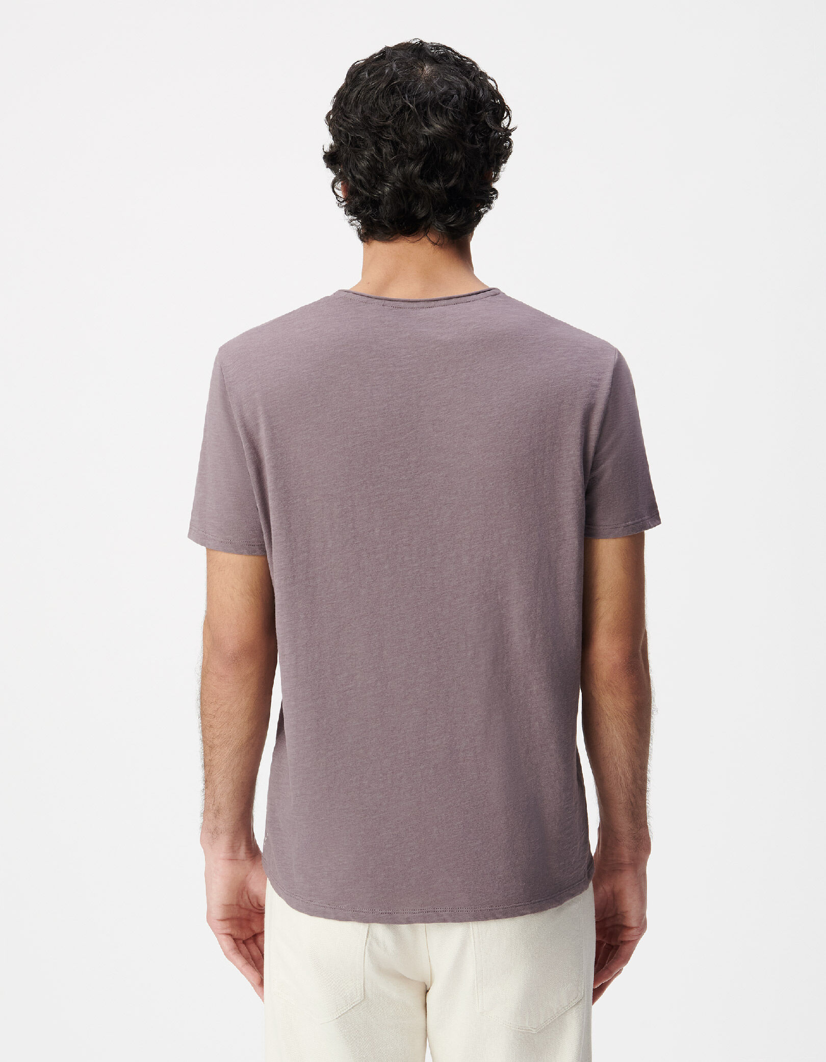 T-shirt encolure V parme coton bio flammé Homme