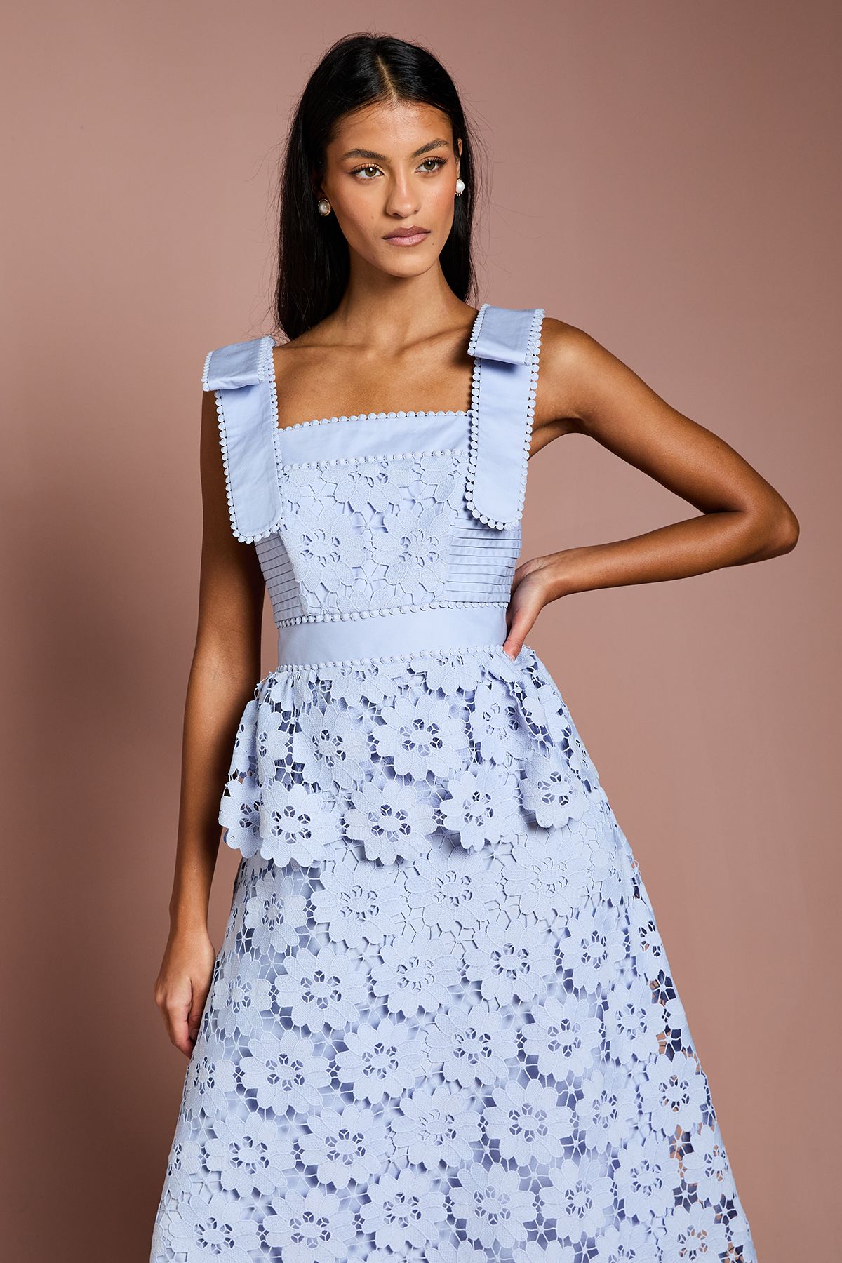 Coast Petite Peplum Lace Midi Dress