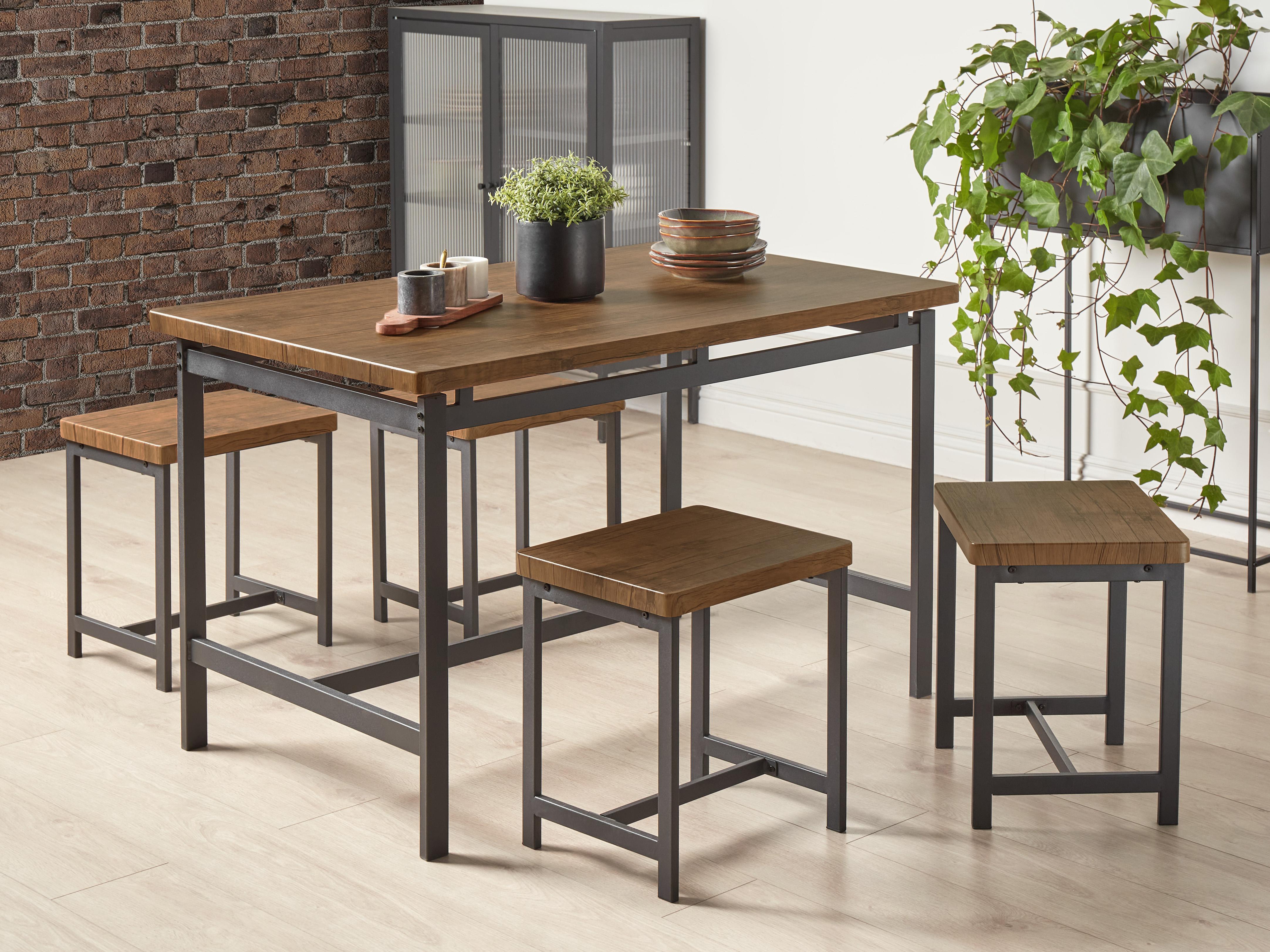 Dining Set ARLINGTON Dark Brown 4 Seater