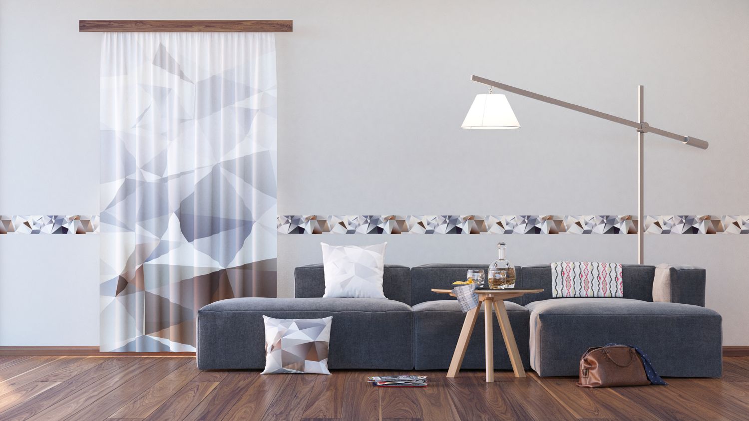 Sanders & Sanders zelfklevende behangrand grafische print grijs 500 x 14 cm 600067