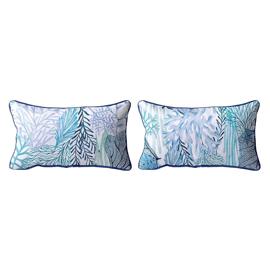 ARRECIFE TO - 2 Housses de coussin en coton 30x50 cm bleu