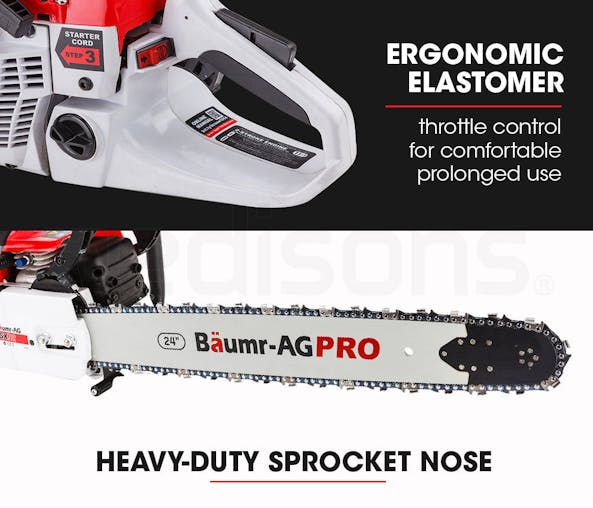 NNEMB Petrol Commercial Chainsaw 24 Bar E-Start Chain Saw Top Handle Pruning