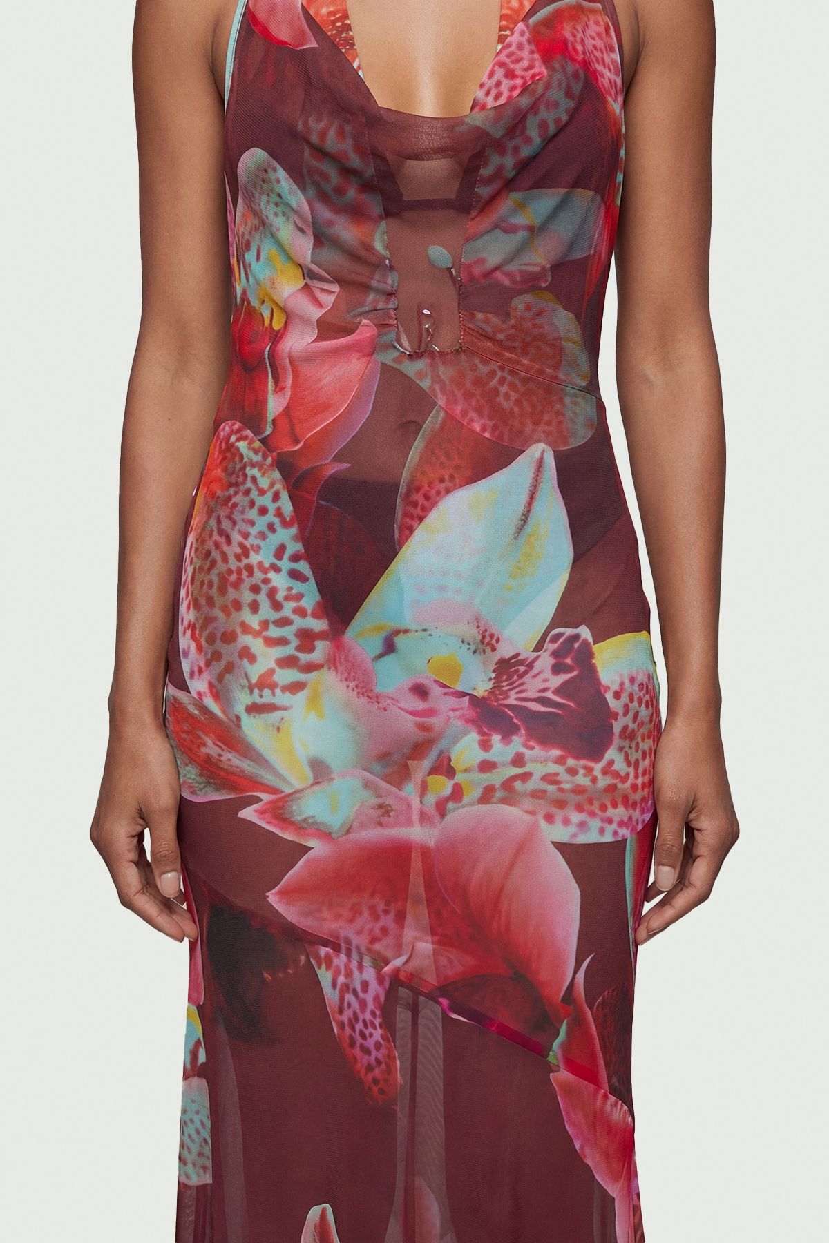 KarenMillen Beach Viscose Georgette Photographic Floral Beach Slip Dress