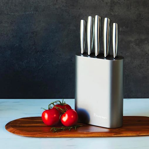 Stanley Rogers 6pc Oval Metallic Pewter Knife Block 6 Piece