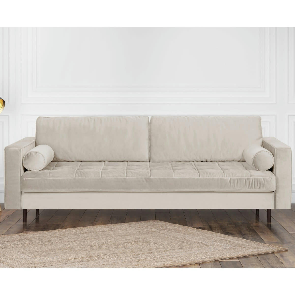 STANLEY - Canapé 3 places en velours beige