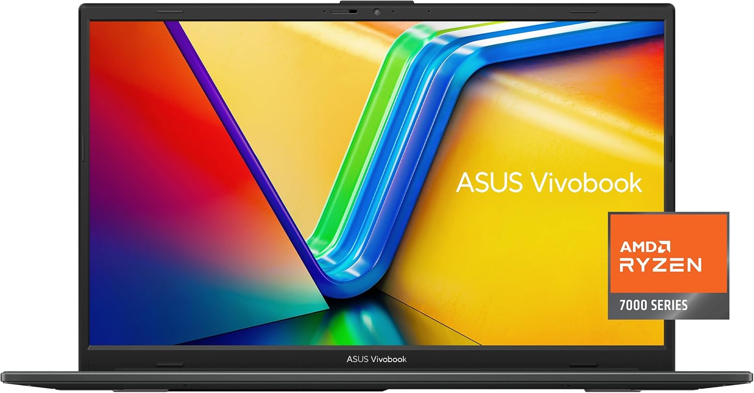 ASUS Vivobook Go 15.6” FHD Slim Laptop  AMD Ryzen 3 7320U Quad Core Processor  8GB DDR5 RAM  128GB SSD  Windows 11 Home  Fast Charging  Webcam Sheild  Military Grade Durability  Black  E1504FA-AS33