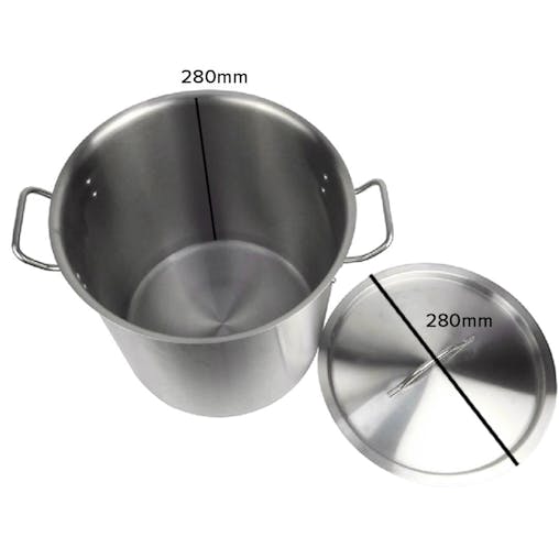 SOGA Stock Pot 17L Top Grade Thick Stainless Steel Stockpot 18/10