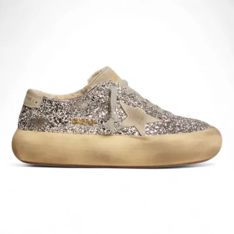 Space-Star shoes in silver glitter with shearling lining