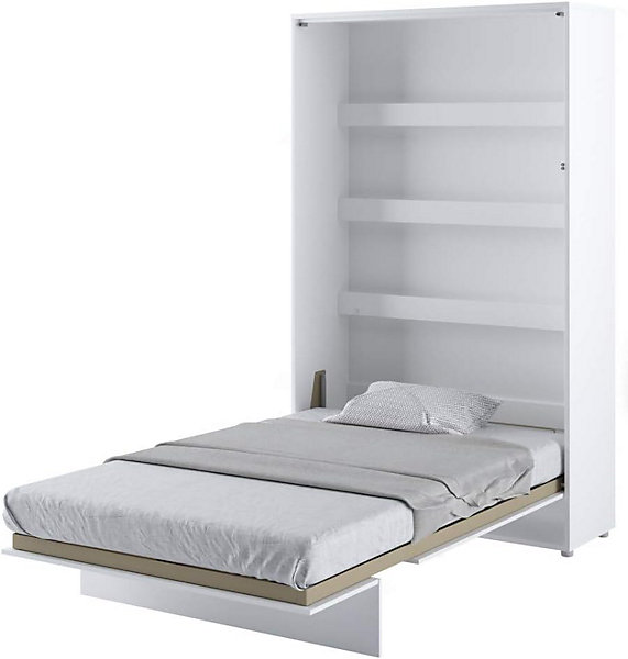 Lenart Lit escamotable Vertical 120x200cm Matelas inclus Blanc brillant Lit Rabattable Consus