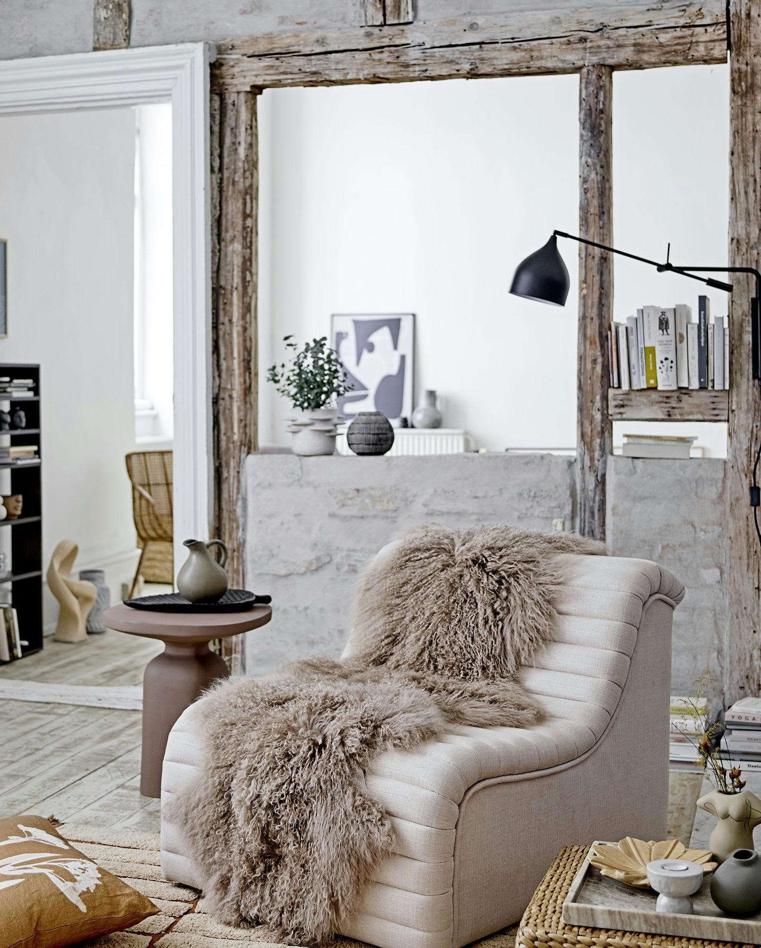 HEROLD - Pot de fleurs en grès blanc cassé H15cm