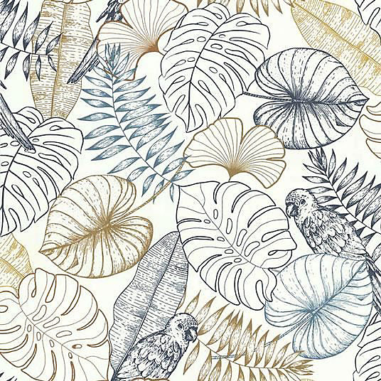 Papiers peints - Papier peint vinyle sur intissé - Jungle - Perroquet et végétation exotique - Rouleau(x)