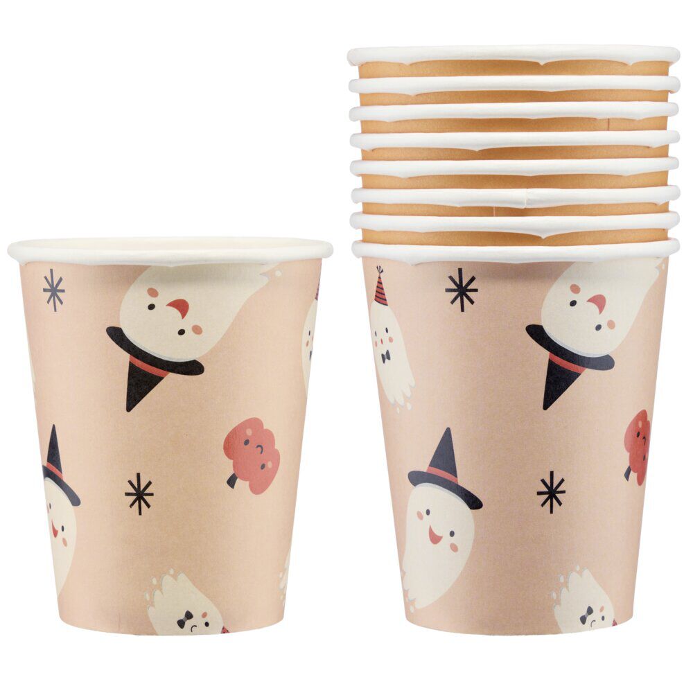 Gobelet carton x8 Halloween fantôme mignon 250ml