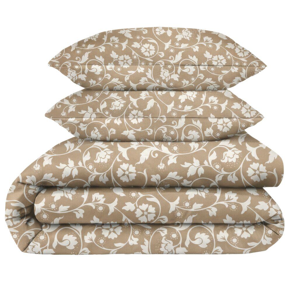 Parure de lit 2 personnes 220x240cm polyester motif végétal (3 modèles)