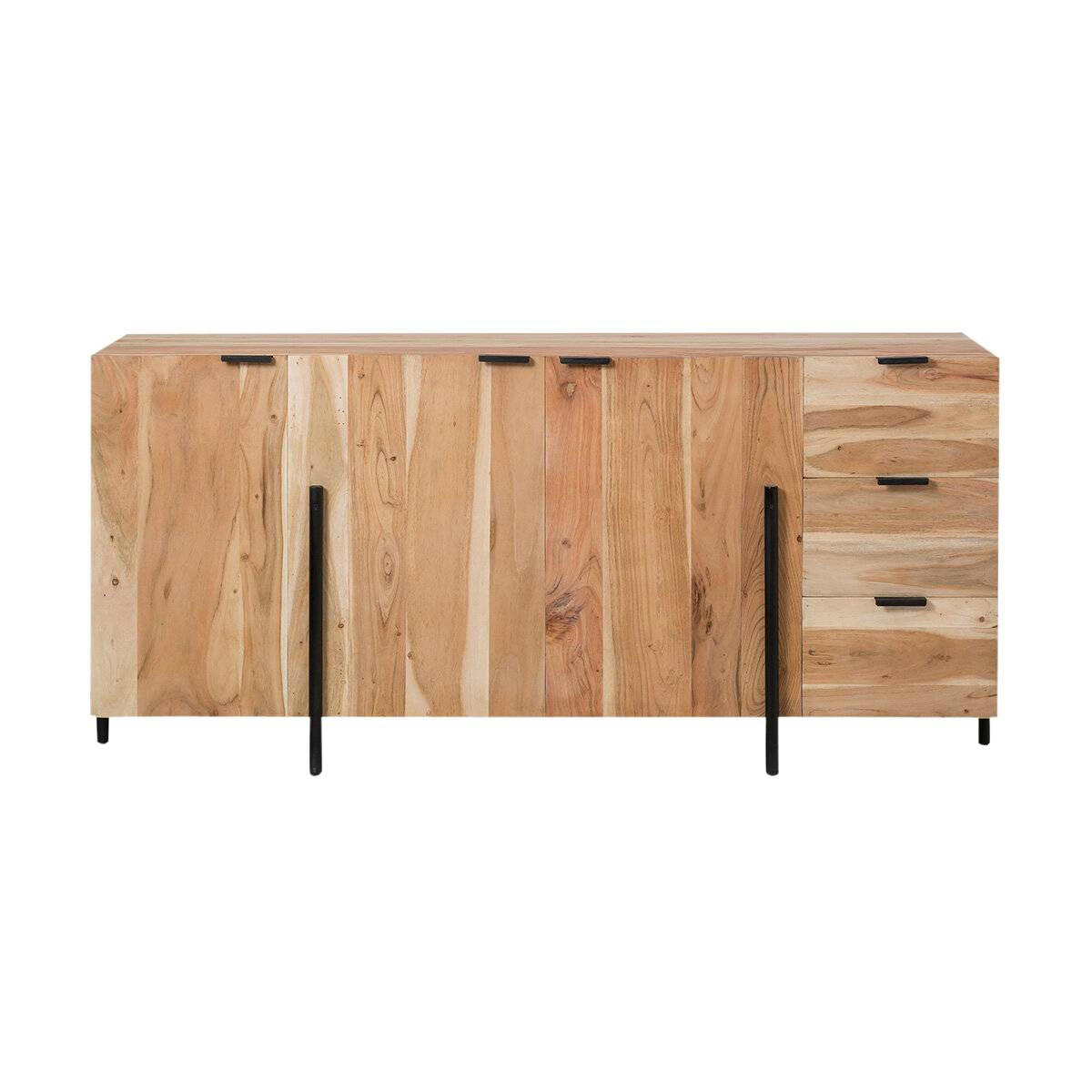 PAULA - Buffet en bois marron 166 cm