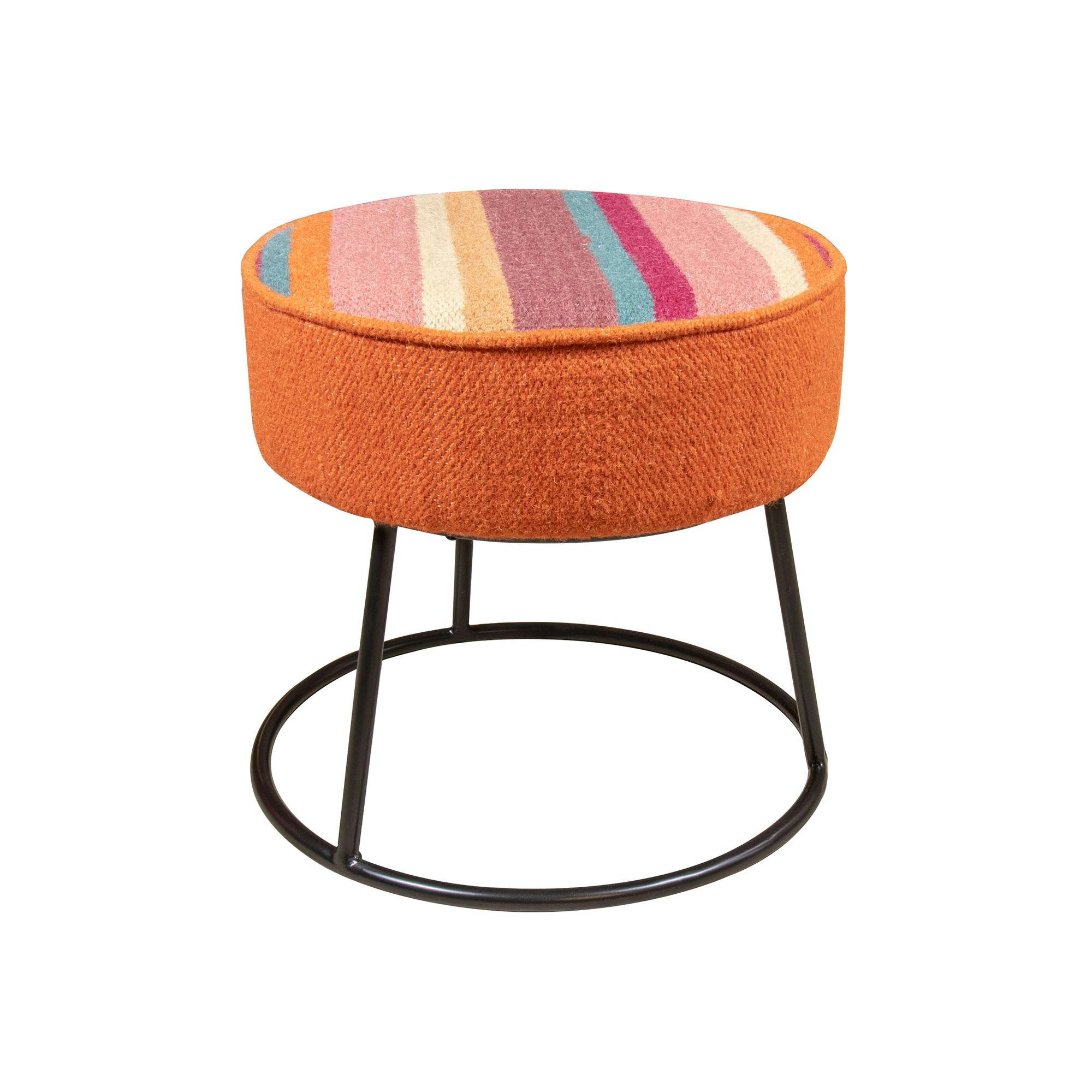 CHAQUIRAS - Tabouret en tissu coloré et pieds en métal noir