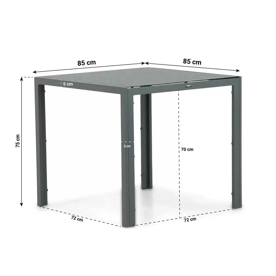 Dining Tuintafel vierkant 85 x 85 cm Grijs Venustas