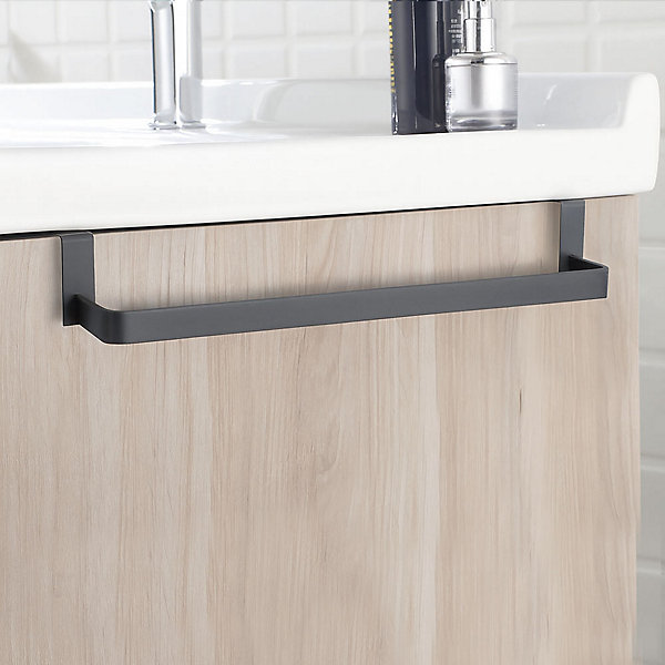 Kibath Porte-serviettes sans perçage de 29 cm en finition anthracite mat en acier inoxydable